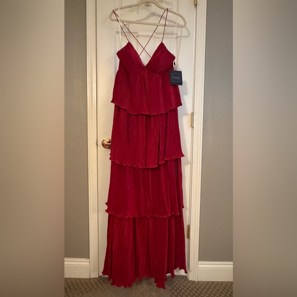 Mac Duggal Crimson Layered Maxi Skirt